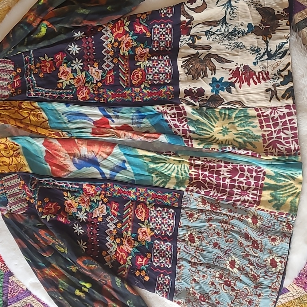 John Mark Multicolor Boho Patchwork Kimono Shrug - Picture 5 of 10